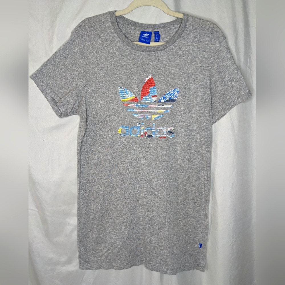 Adidas Trefoil Logo Gray T-Shirt Dress, Small